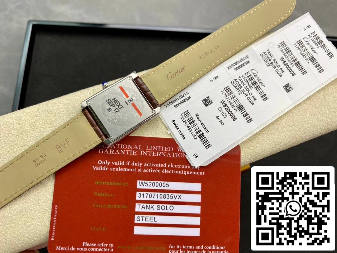 Cartier Tank 24MM 1:1 Meilleure édition K11 Bracelet en cuir marron d'usine