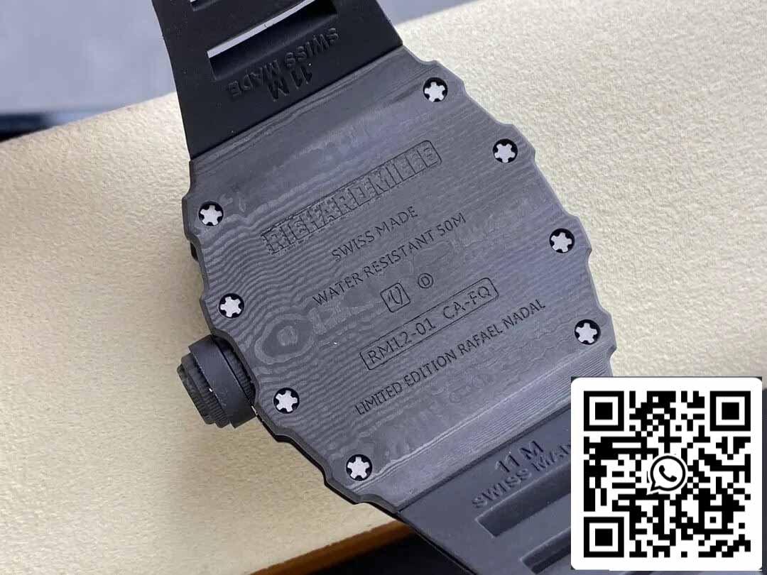 Richard Mille RM12-01 Tourbillon 1:1 Best Edition RM Factory Schwarzes Skelett-Zifferblatt