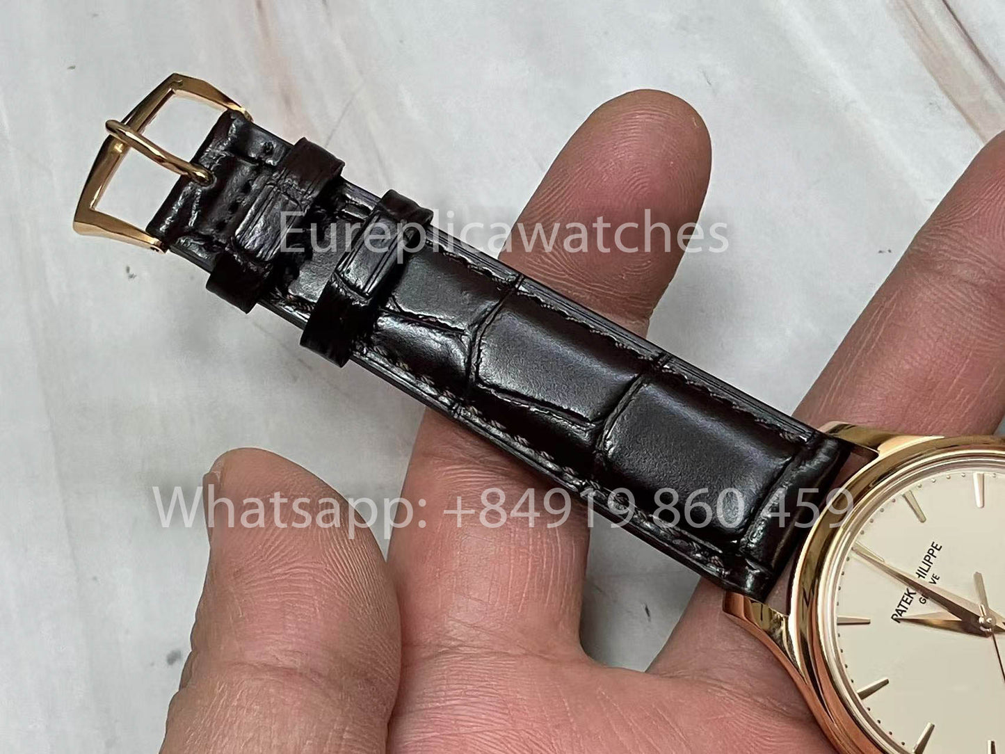 Patek Philippe Calatrava 5227G Weißes Zifferblatt 1:1 Best Edition 3K Factory Schwarzes Lederarmband