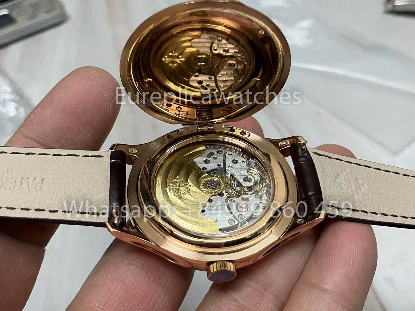 Patek Philippe Calatrava 5227G Weißes Zifferblatt 1:1 Best Edition 3K Factory Schwarzes Lederarmband