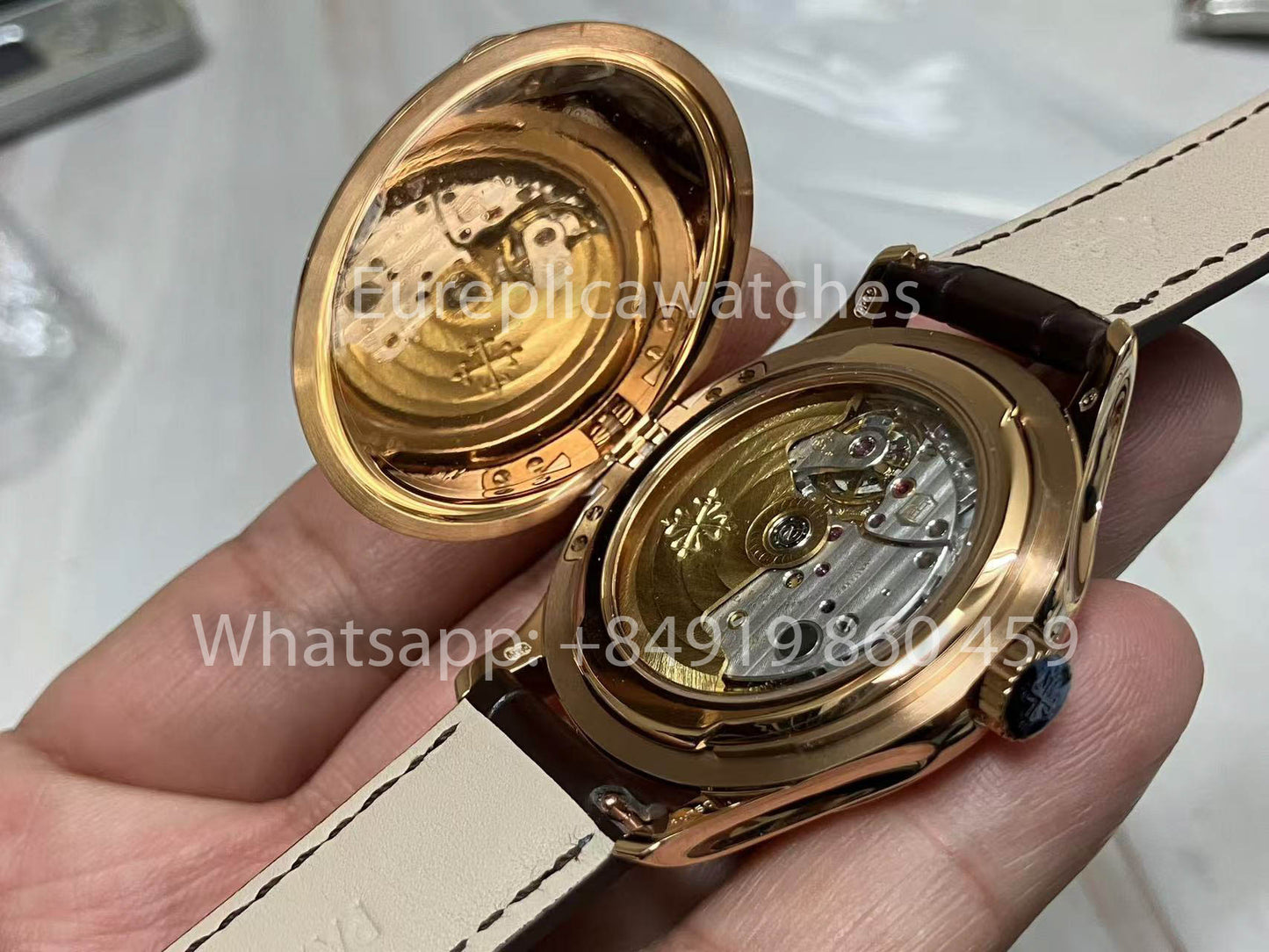 Patek Philippe Calatrava 5227G Weißes Zifferblatt 1:1 Best Edition 3K Factory Schwarzes Lederarmband