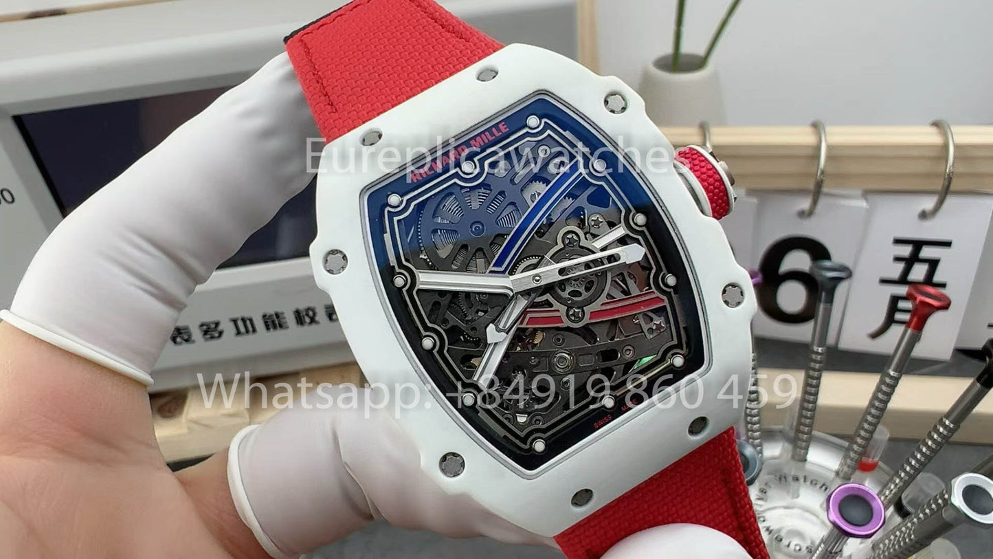 Replik Richard Mille RM67-02 Charles Leclerc White Carbon NTPT 1:1 Bester Klon V5 Neueste Version