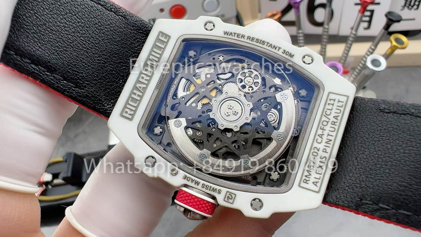 Replik Richard Mille RM67-02 Charles Leclerc White Carbon NTPT 1:1 Bester Klon V5 Neueste Version