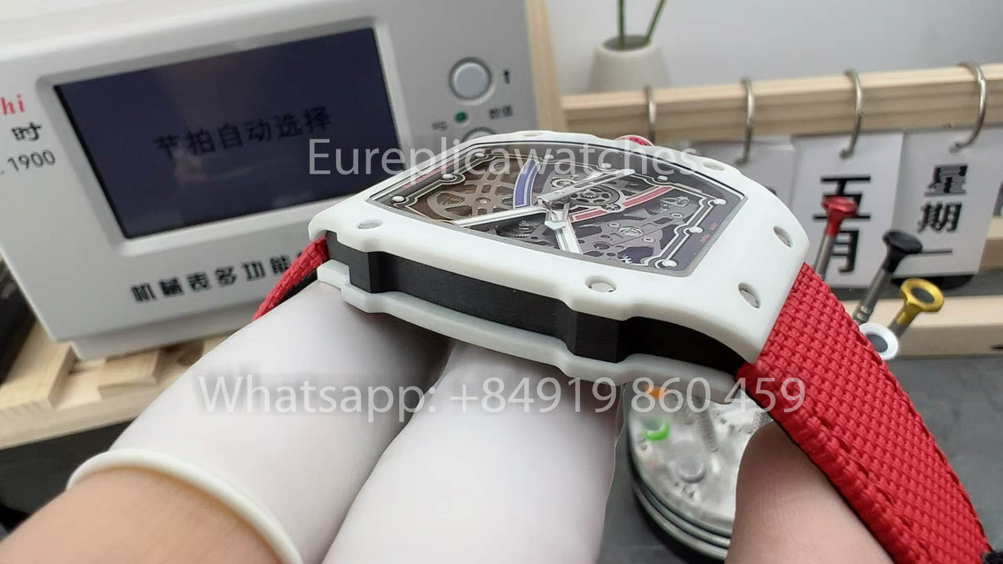 Replik Richard Mille RM67-02 Charles Leclerc White Carbon NTPT 1:1 Bester Klon V5 Neueste Version