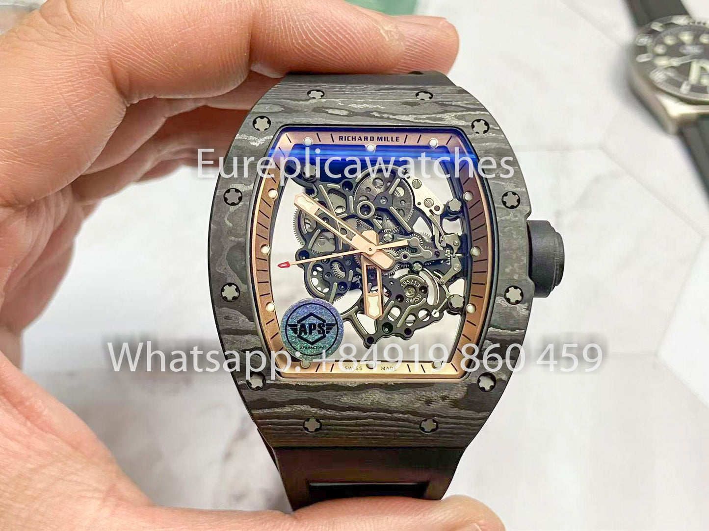 RICHARD MILLE RM055 Boîtier en fibre de carbone 1:1 Meilleur clone APS Factory Cadran en bronze