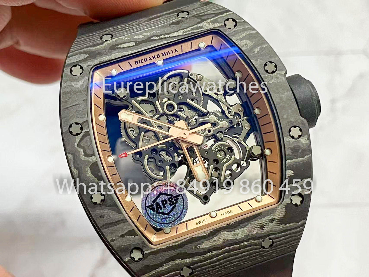 RICHARD MILLE RM055 Boîtier en fibre de carbone 1:1 Meilleur clone APS Factory Cadran en bronze
