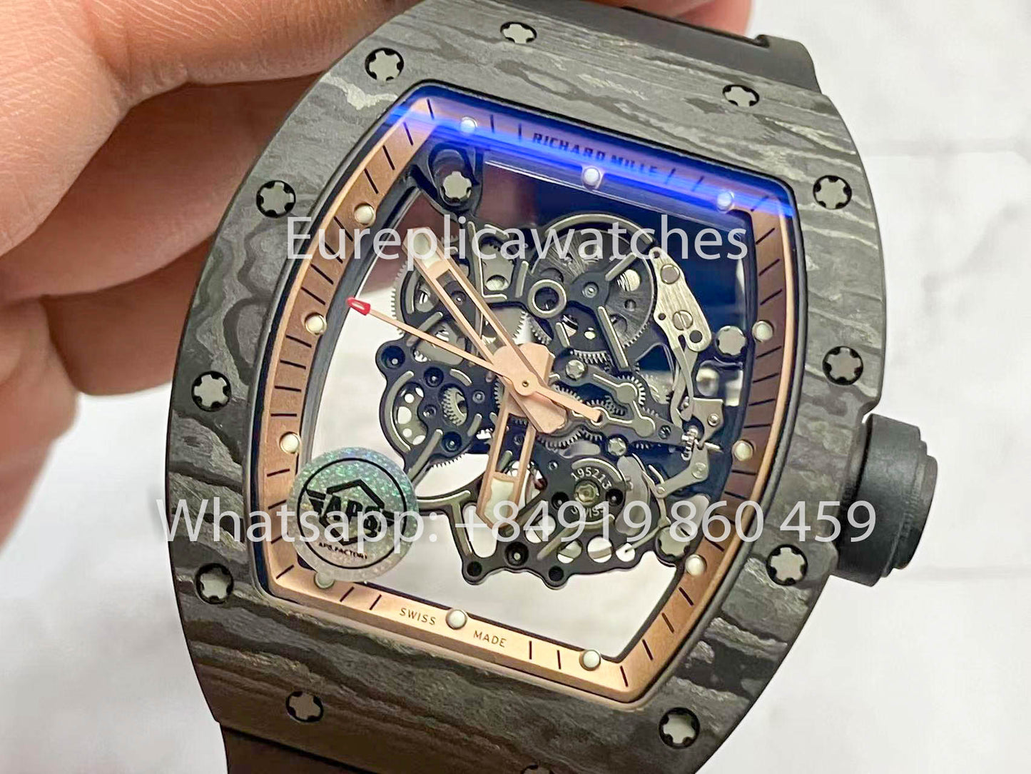RICHARD MILLE RM055 Boîtier en fibre de carbone 1:1 Meilleur clone APS Factory Cadran en bronze