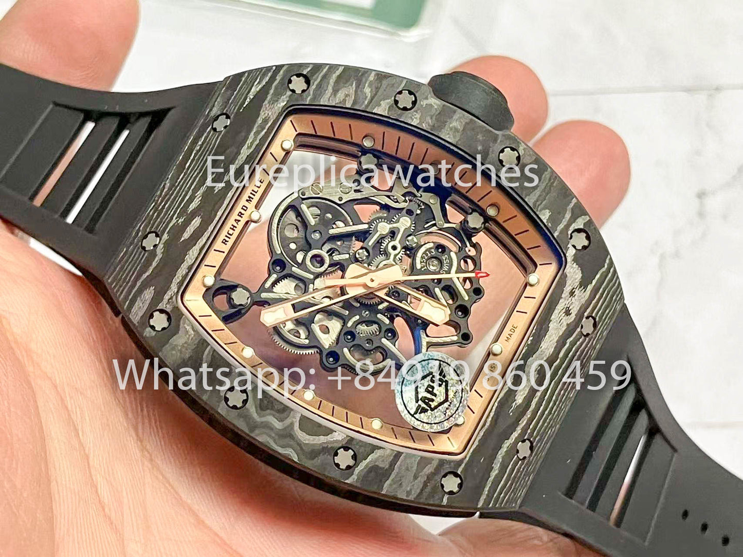 RICHARD MILLE RM055 Boîtier en fibre de carbone 1:1 Meilleur clone APS Factory Cadran en bronze