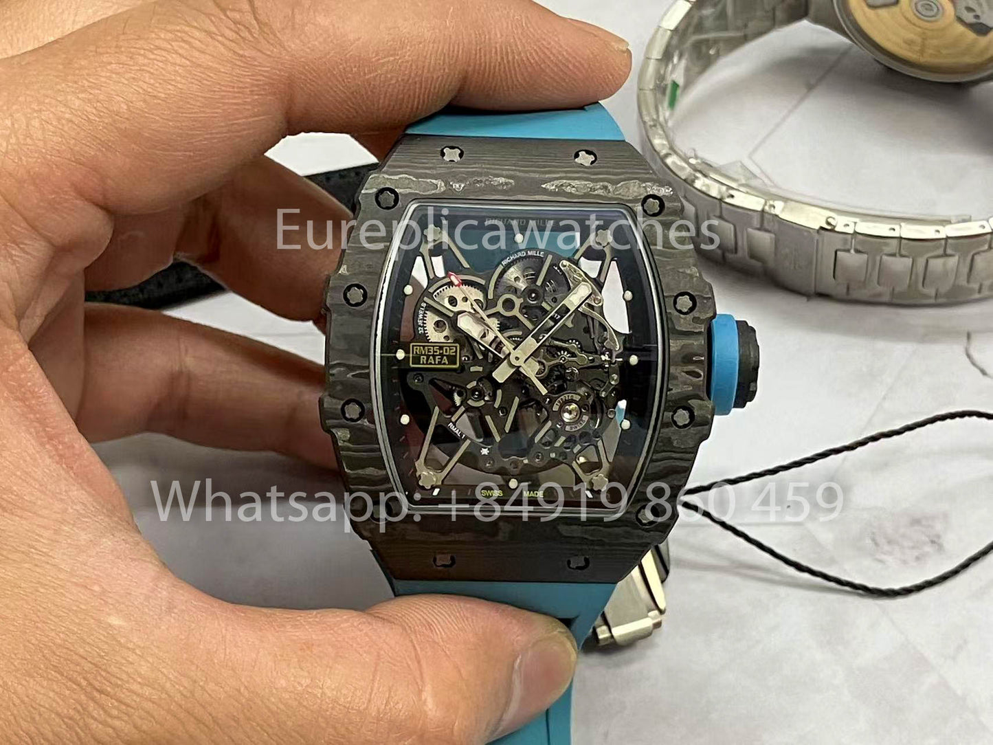 Richard Mille RM035-02 1:1 Best Clone R7 Factory NTPT Carbon Case Blue Strap