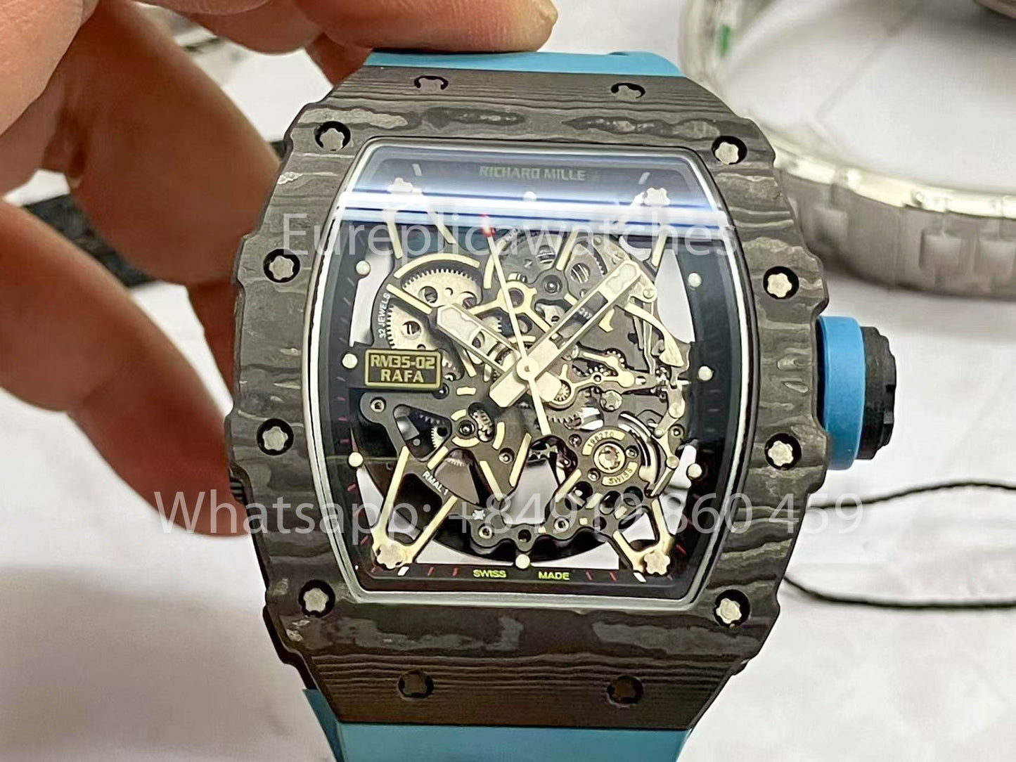Richard Mille RM035-02 1:1 Best Clone R7 Factory NTPT Carbon Case Blue Strap