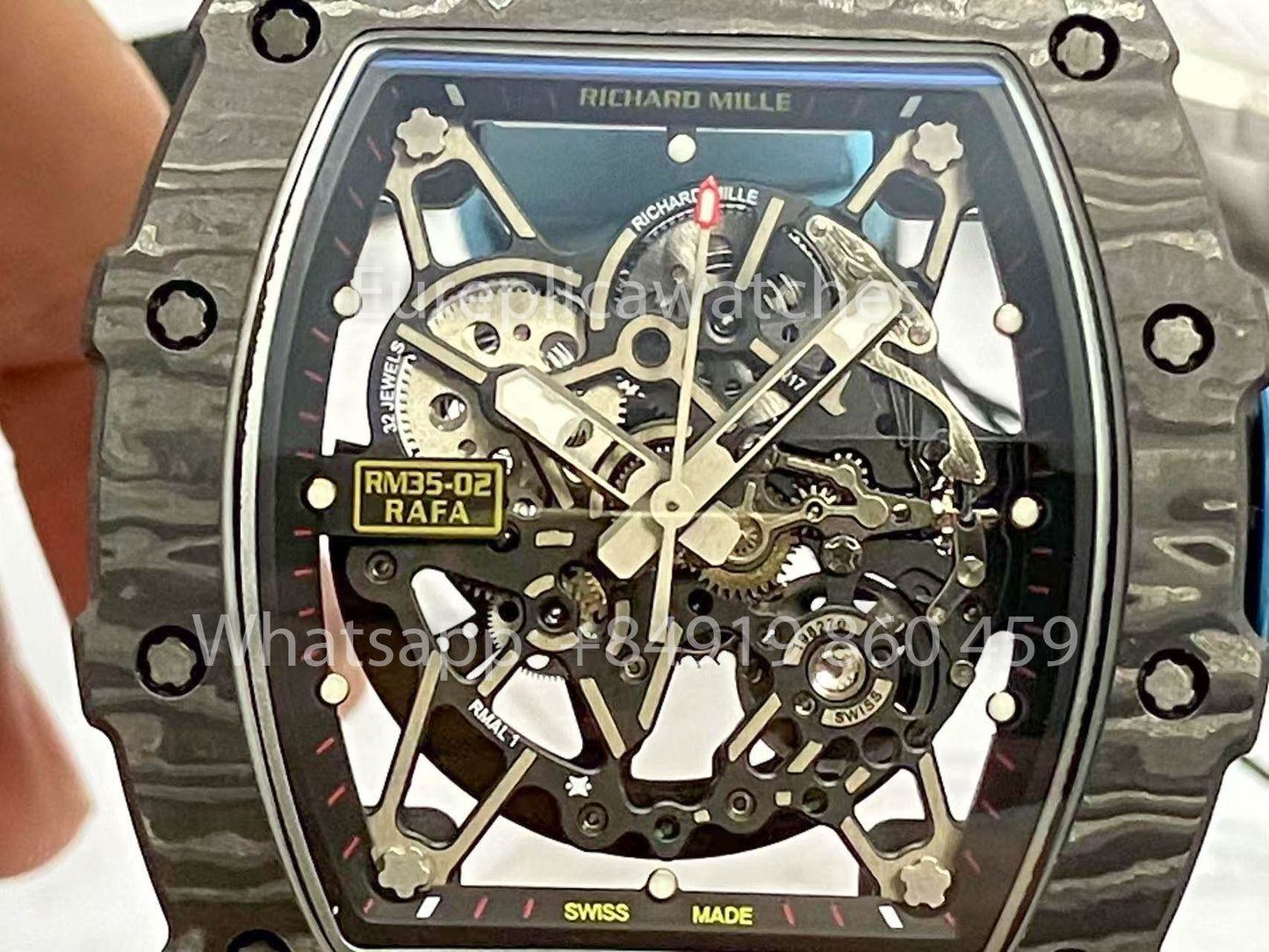 Richard Mille RM035-02 1:1 Best Clone R7 Factory NTPT Carbon Case Blue Strap