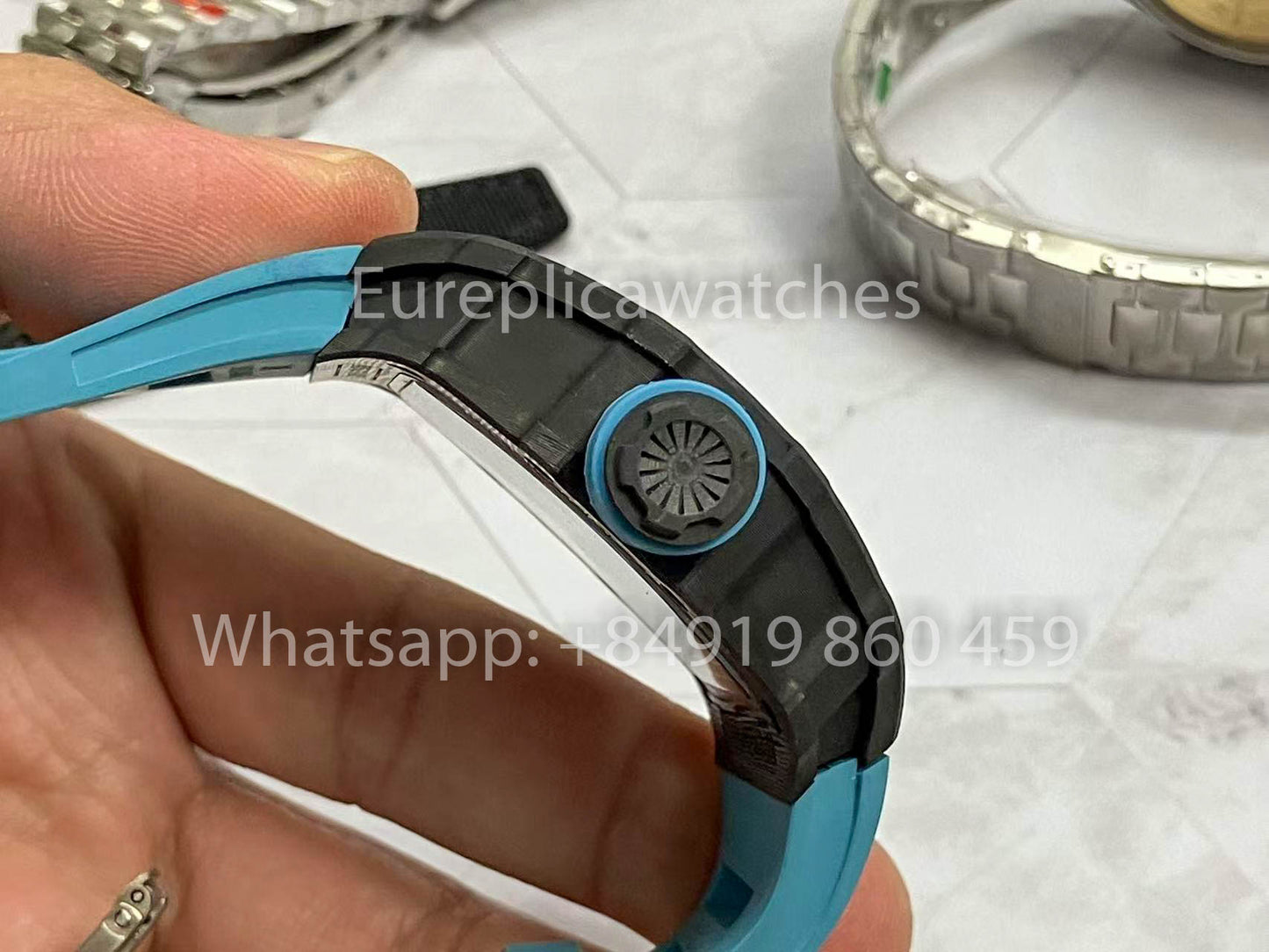 Richard Mille RM035-02 1:1 Best Clone R7 Factory NTPT Carbon Case Blue Strap