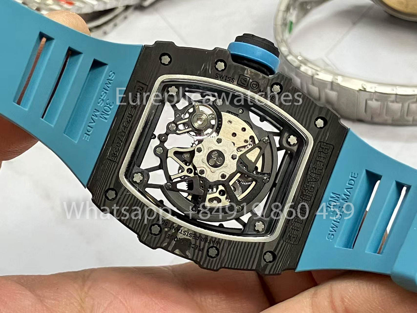 Richard Mille RM035-02 1:1 Best Clone R7 Factory NTPT Carbon Case Blue Strap