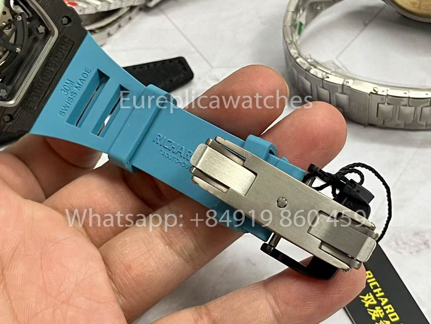 Richard Mille RM035-02 1:1 Best Clone R7 Factory NTPT Carbon Case Blue Strap