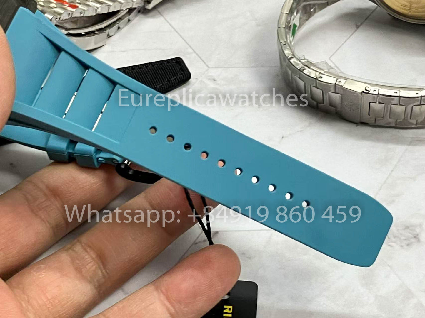 Richard Mille RM035-02 1:1 Best Clone R7 Factory NTPT Carbon Case Blue Strap