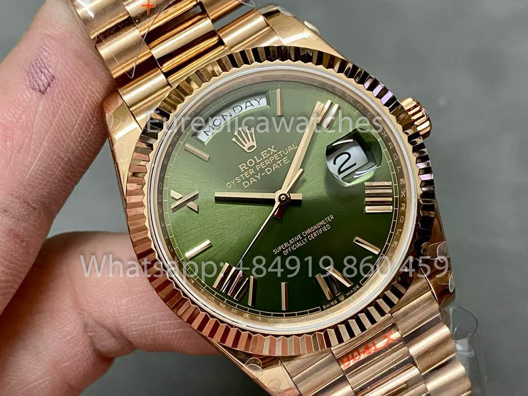 Rolex Day Date 40 228235 Rose Gold Green Dial 1:1 Best Version QF Factory