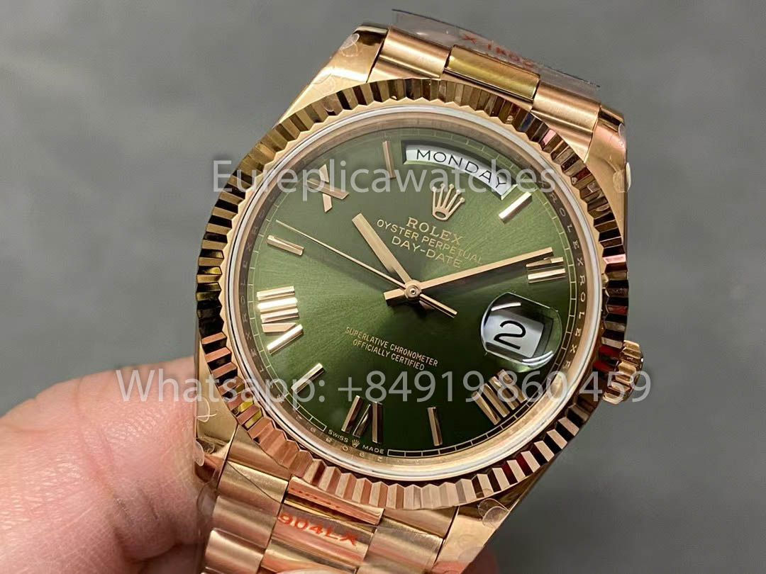 Rolex Day Date 40 228235 Rose Gold Green Dial 1:1 Best Version QF Factory