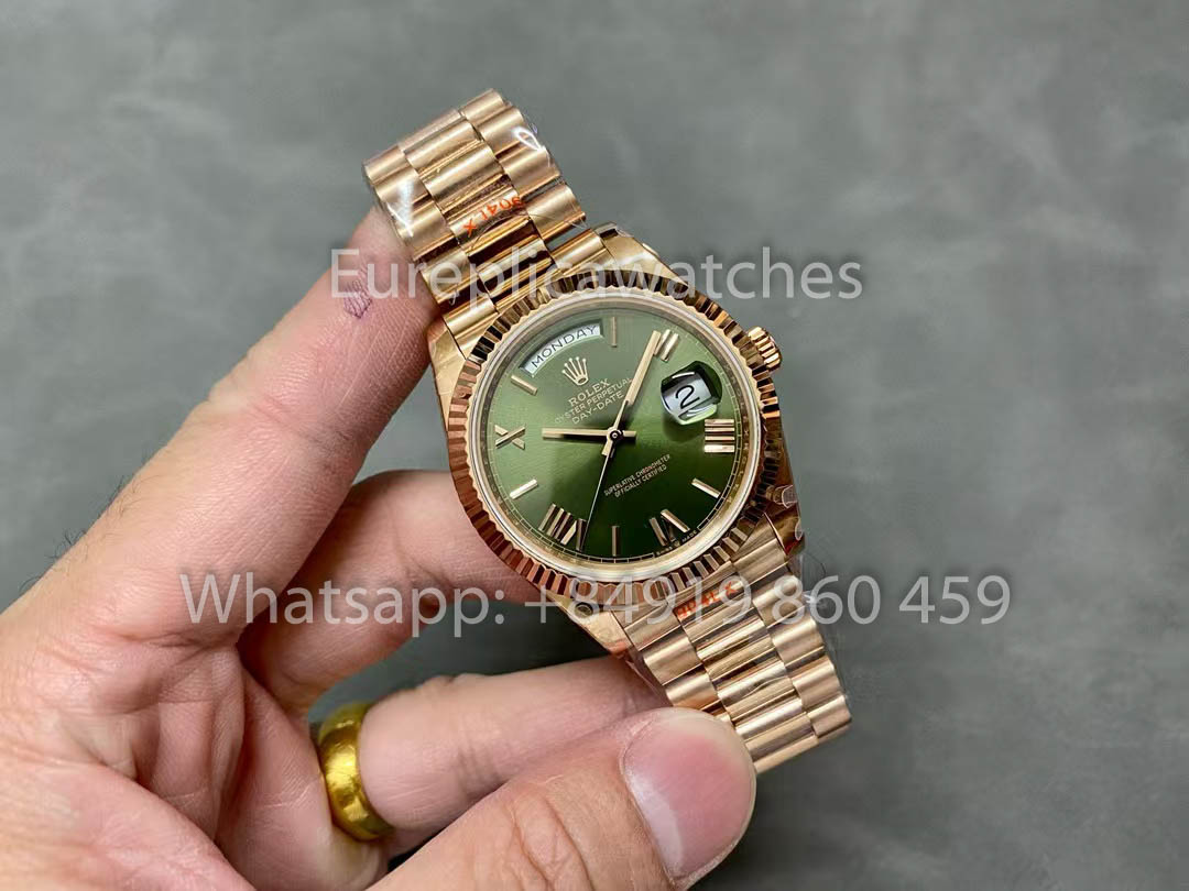 Rolex Day Date 40 228235 Rose Gold Green Dial 1:1 Best Version QF Factory
