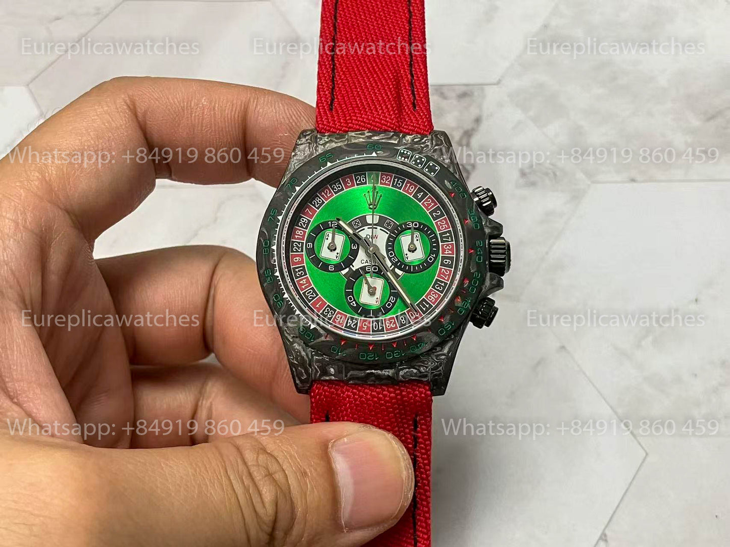 Rolex Daytona Cosmograph Carbon Fiber Diw Custom Version 1:1 Best Edition Noob Factory Grünes Zifferblatt