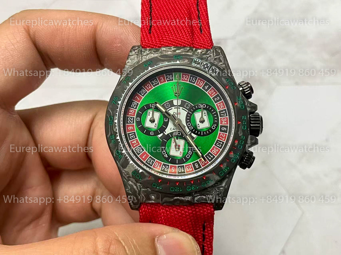 Rolex Daytona Cosmograph Carbon Fiber Diw Custom Version 1:1 Best Edition Noob Factory Grünes Zifferblatt