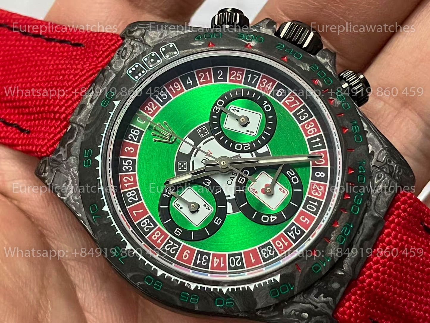 Rolex Daytona Cosmograph Carbon Fiber Diw Custom Version 1:1 Best Edition Noob Factory Grünes Zifferblatt