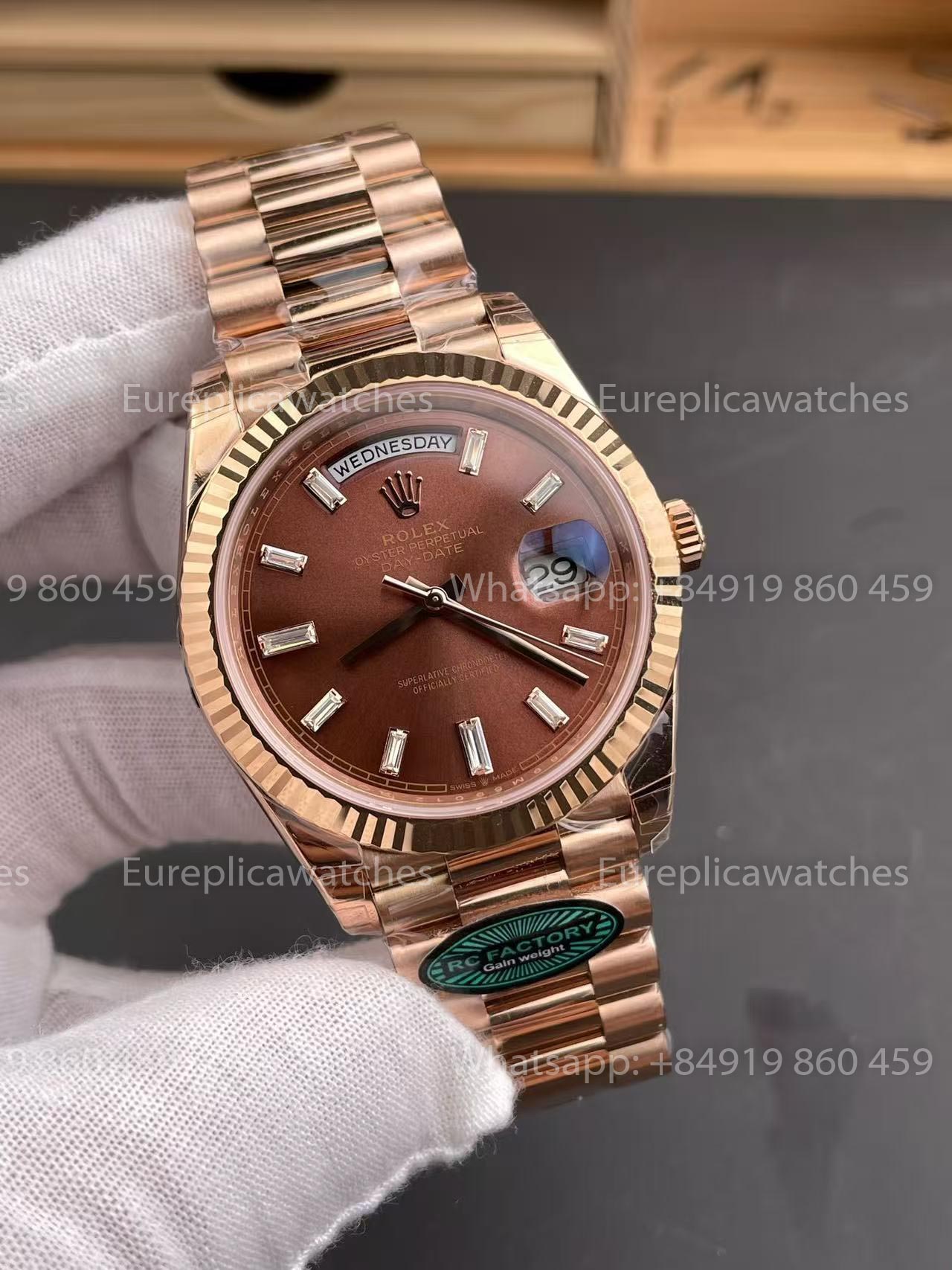 RC Factory Rolex Day-Date 40 M228235-0003 228235-0003 Brown Dial Rose Gold