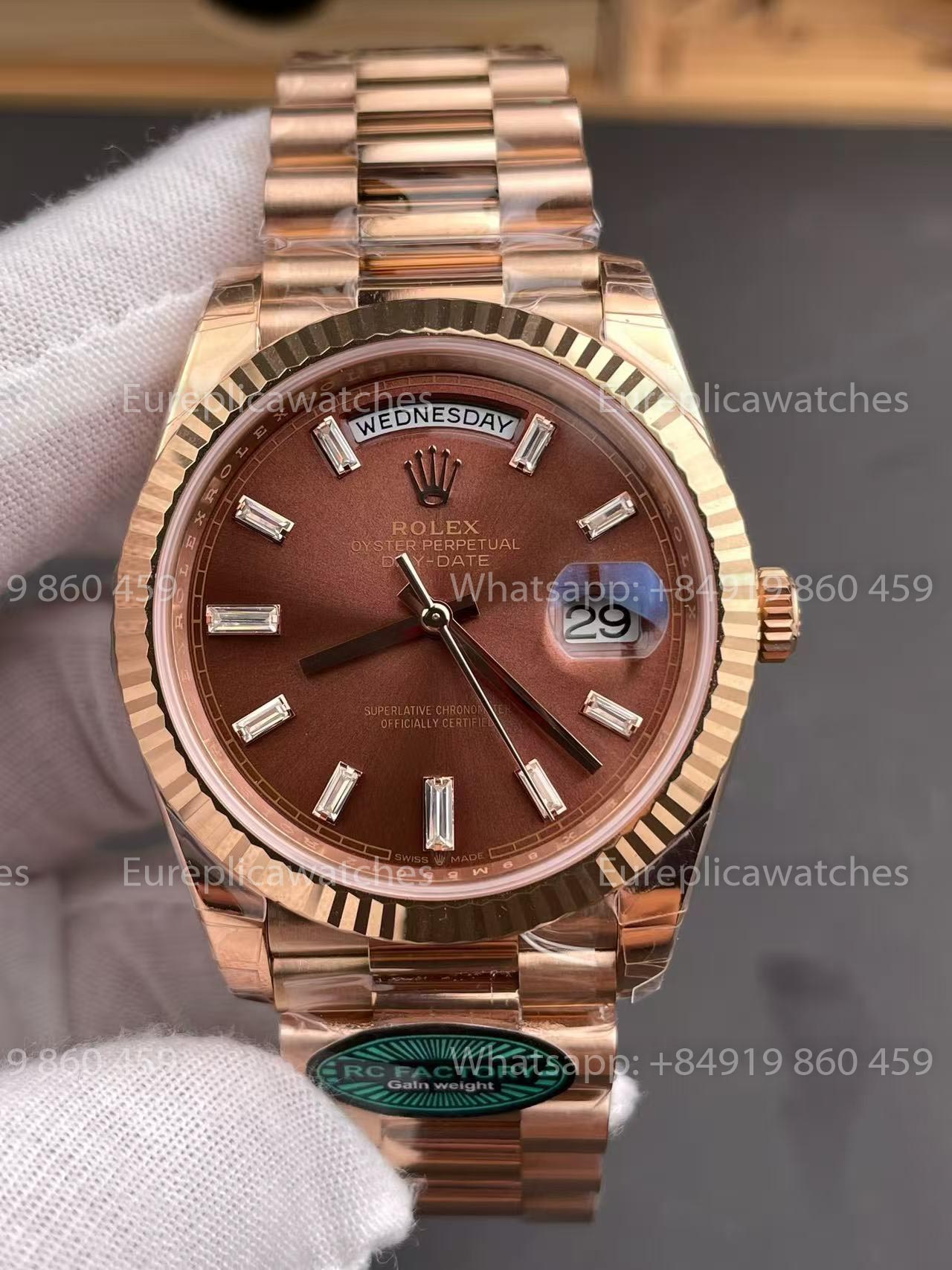 RC Factory Rolex Day-Date 40 M228235-0003 228235-0003 Brown Dial Rose Gold