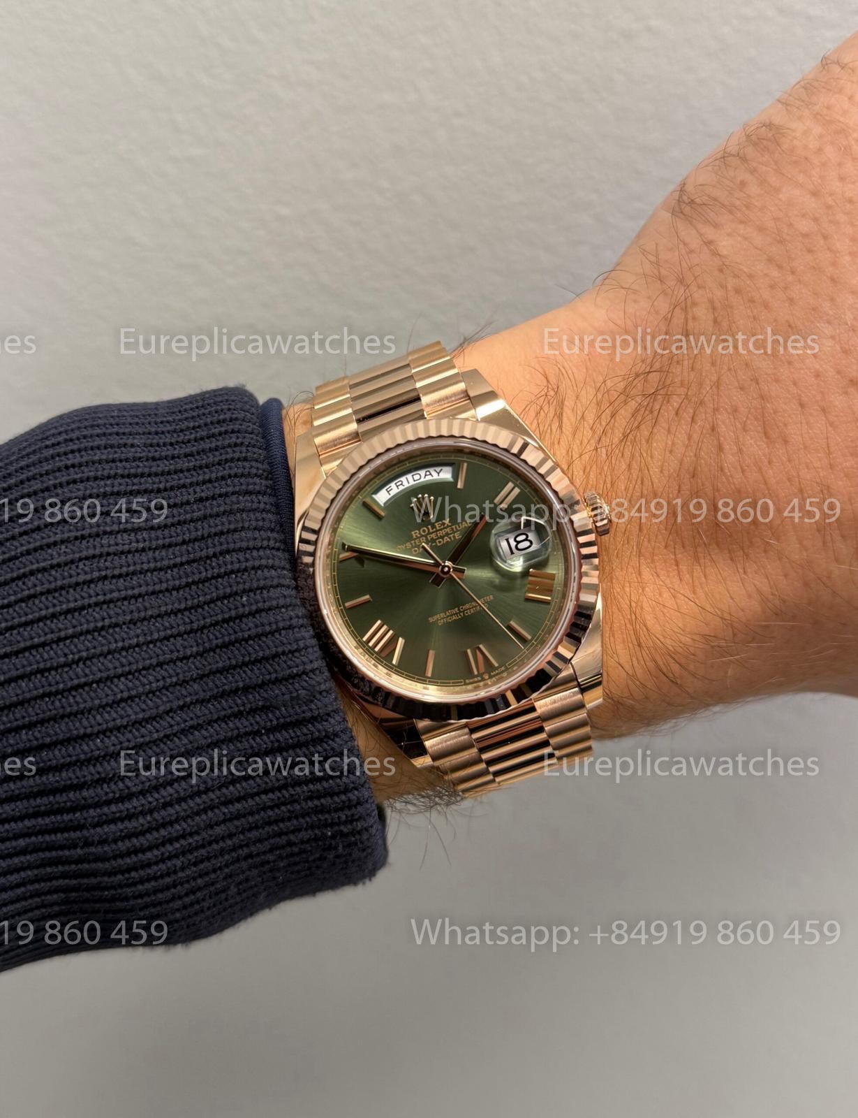 RC Factory Rolex Day-Date 40 M228235-0025 228235-0025 Green Dial Rose Gold