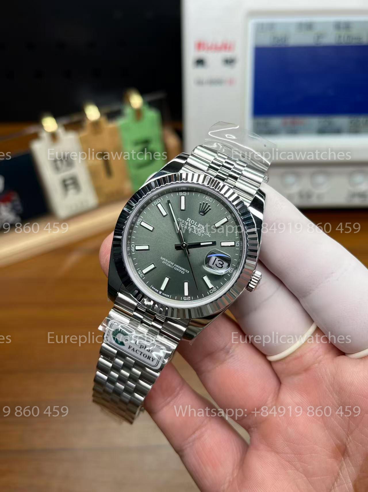C Plus Factory - Rolex Datejust M126334-0027 41mm Jubilee Strap  Mint Green Dial