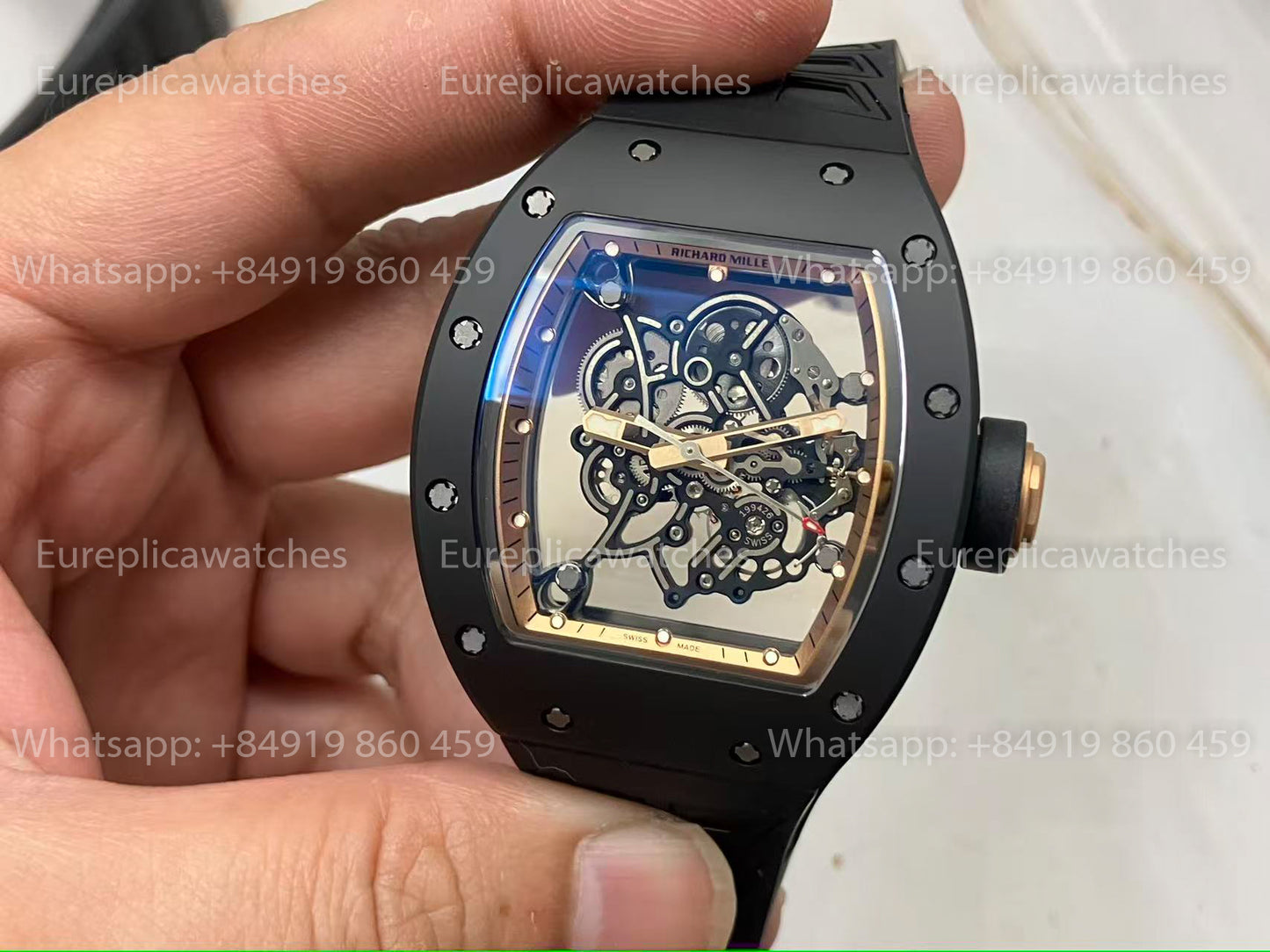 UMI RICHARD MILLE RM055 Boîtier en céramique noire Édition personnalisée haut de gamme 1:1 Ancien bracelet