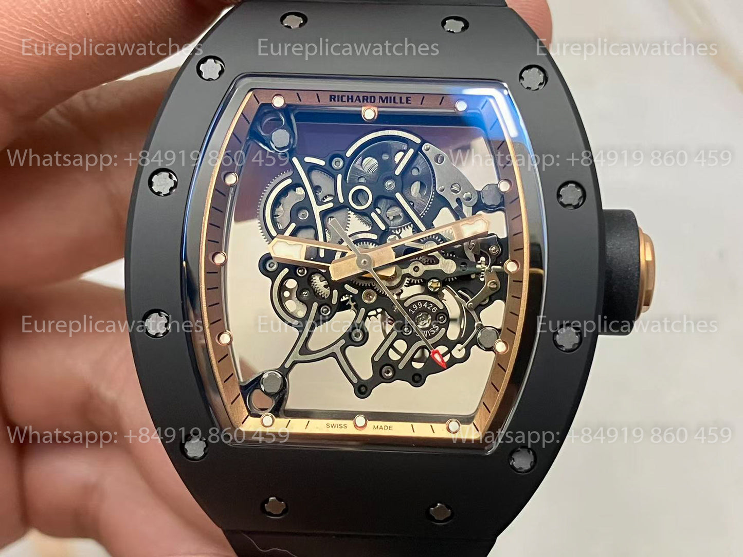 UMI RICHARD MILLE RM055 Boîtier en céramique noire Édition personnalisée haut de gamme 1:1 Ancien bracelet