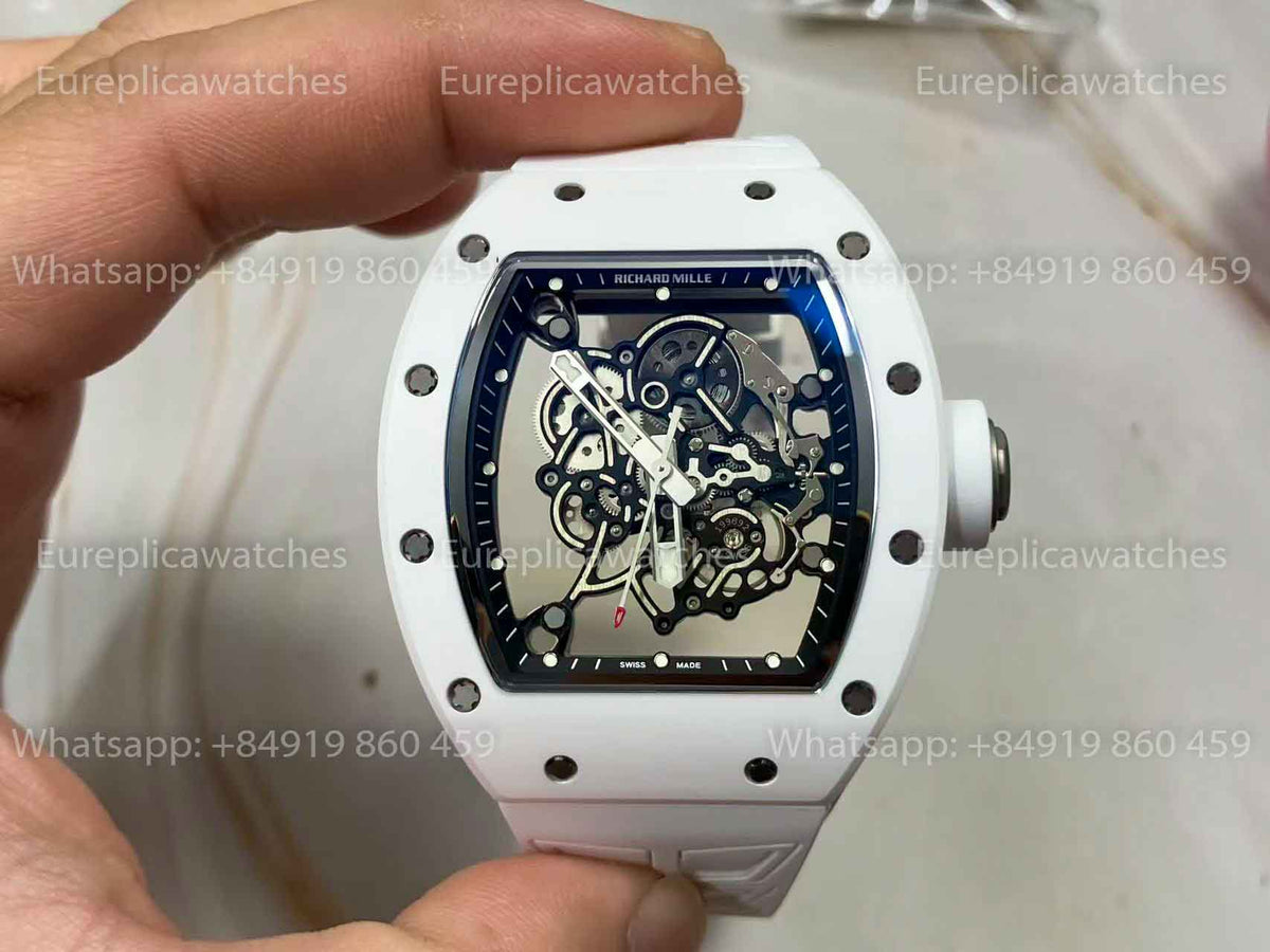 UMI RICHARD MILLE RM055 White Ceramic Case 1:1 High-Grade Custom Edition Grey Dial