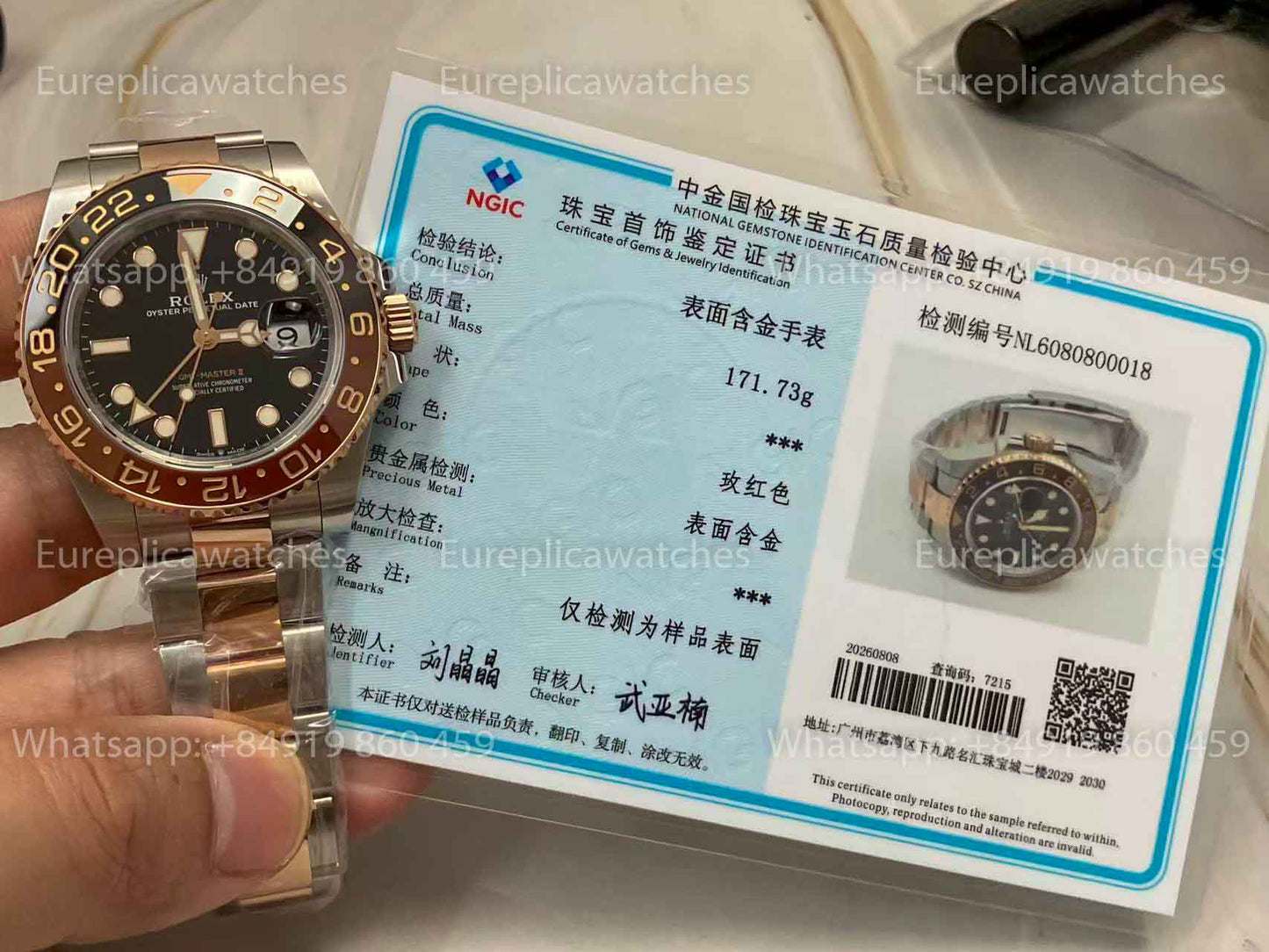Rolex GMT-Master II Root Beer Men's Watch 126711CHNR-0002 Rose gold Wrapped