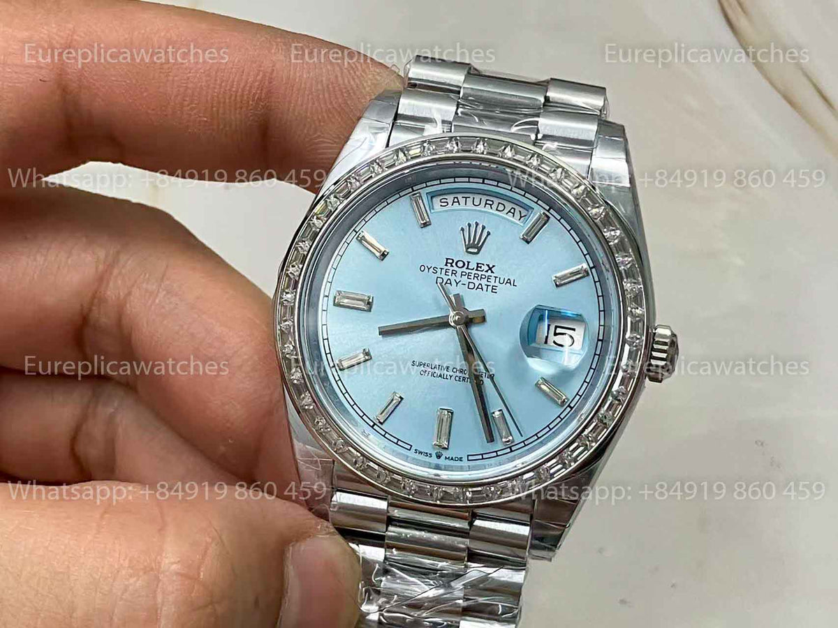 Rolex Day Date M228396TBR-0002 1:1 Meilleure édition GM Factory Cadran bleu glace