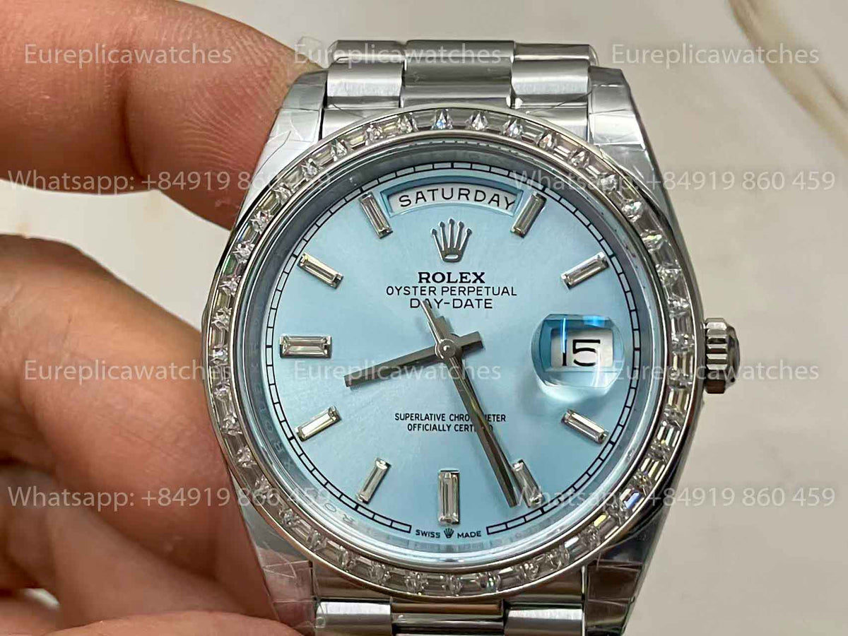 Rolex Day Date M228396TBR-0002 1:1 Meilleure édition GM Factory Cadran bleu glace