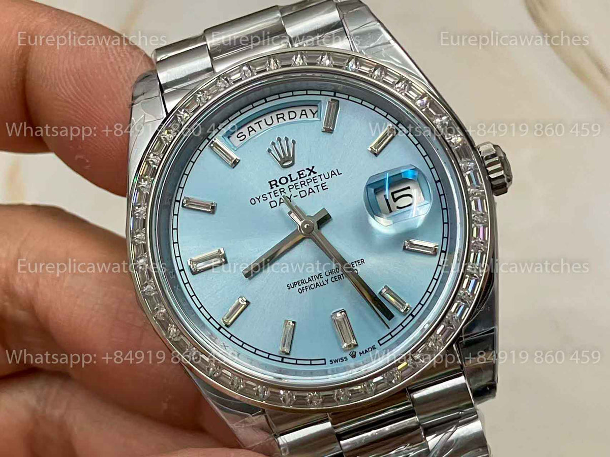 Rolex Day Date M228396TBR-0002 1:1 Meilleure édition GM Factory Cadran bleu glace