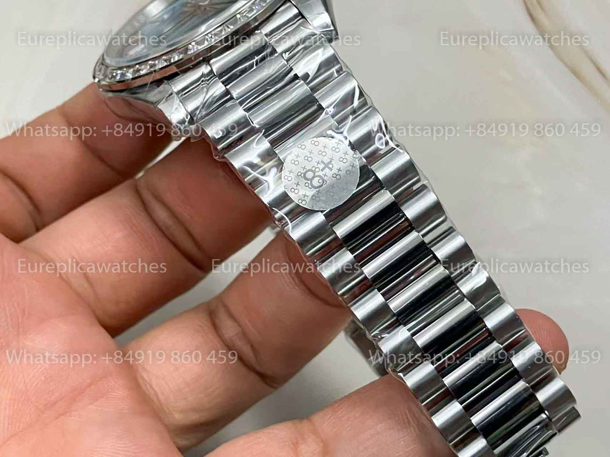Rolex Day Date M228396TBR-0002 1:1 Meilleure édition GM Factory Cadran bleu glace