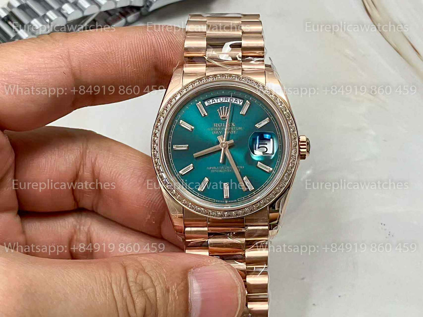 Rolex Day Date m128395tbr-0032 Rose Gold 1:1 Best Clone 8+ Factory Counterweight Version