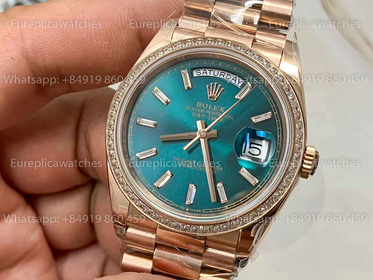 Rolex Day Date m128395tbr-0032 Rose Gold 1:1 Best Clone 8+ Factory Counterweight Version