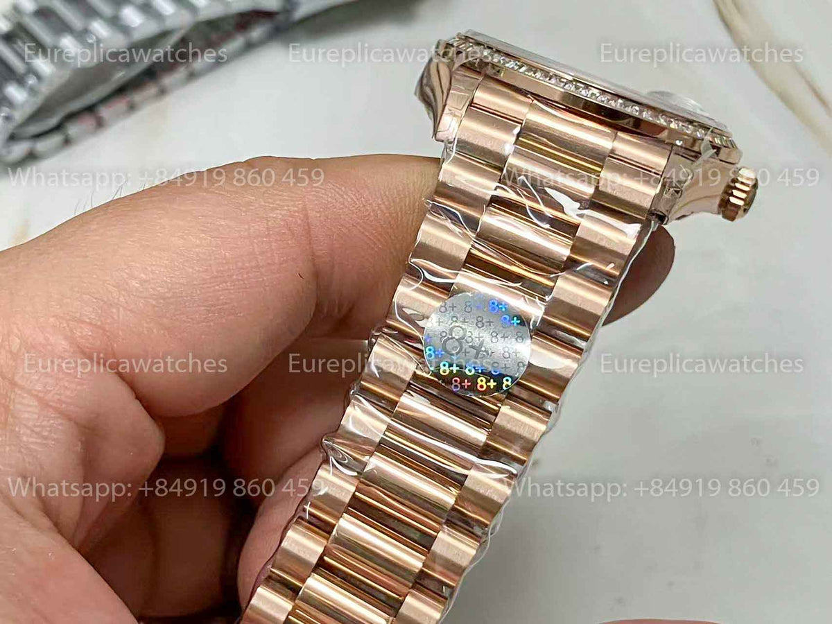 Rolex Day Date m128395tbr-0032 Rose Gold 1:1 Best Clone 8+ Factory Counterweight Version