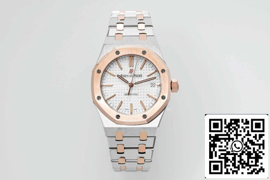 Audemars Piguet Royal Oak 15450SR.OO.1256SR.01 APS Factory 1:1 Best Edition V3 White Dial Rose Gold and Steel