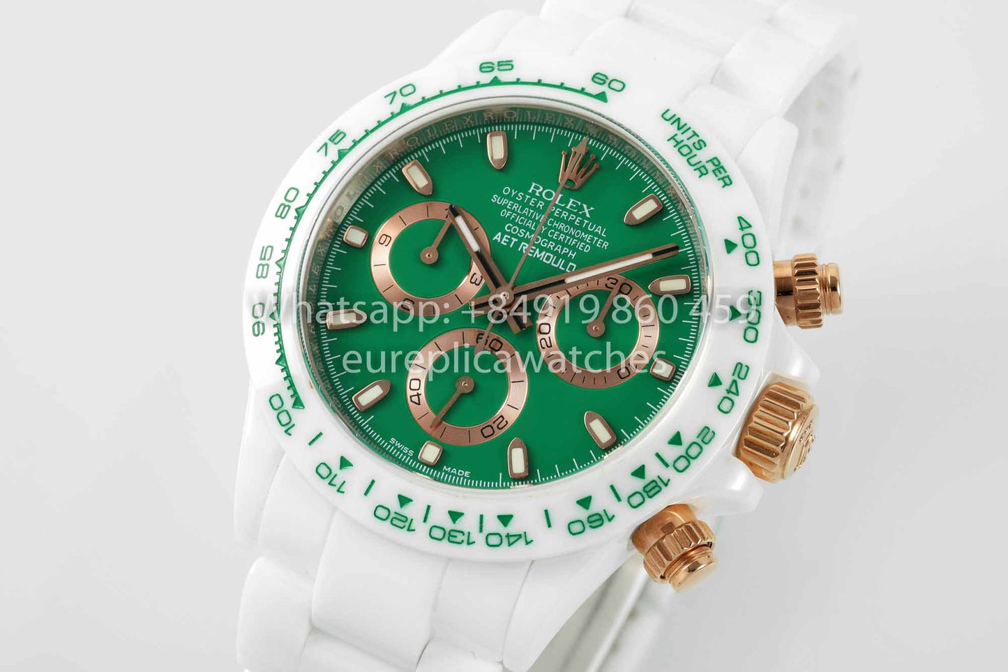 AET REMOULD Custom Rolex Daytona Weißes Keramikgehäuse Grünes Zifferblatt 1:1 Bester Klon N6F Fabrik