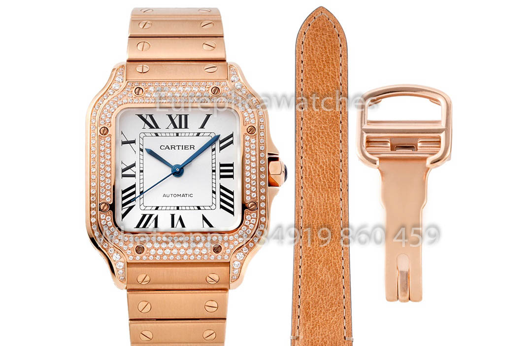 Cartier Santos De Cartier WJSA0009 Uhr 1:1 Bester Klon 35,1 mm BV Fabrik Roségold
