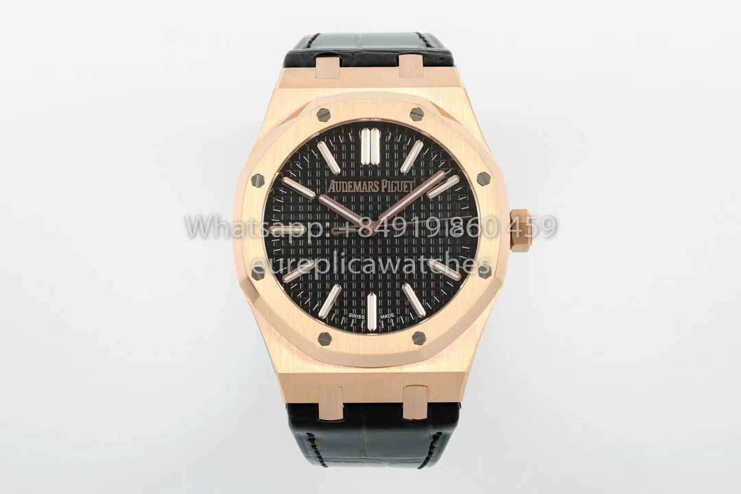 Audemars Piguet Royal Oak 15510ST von IPF Factory 1:1 Bester Klon Schwarzes Zifferblatt Lederarmband