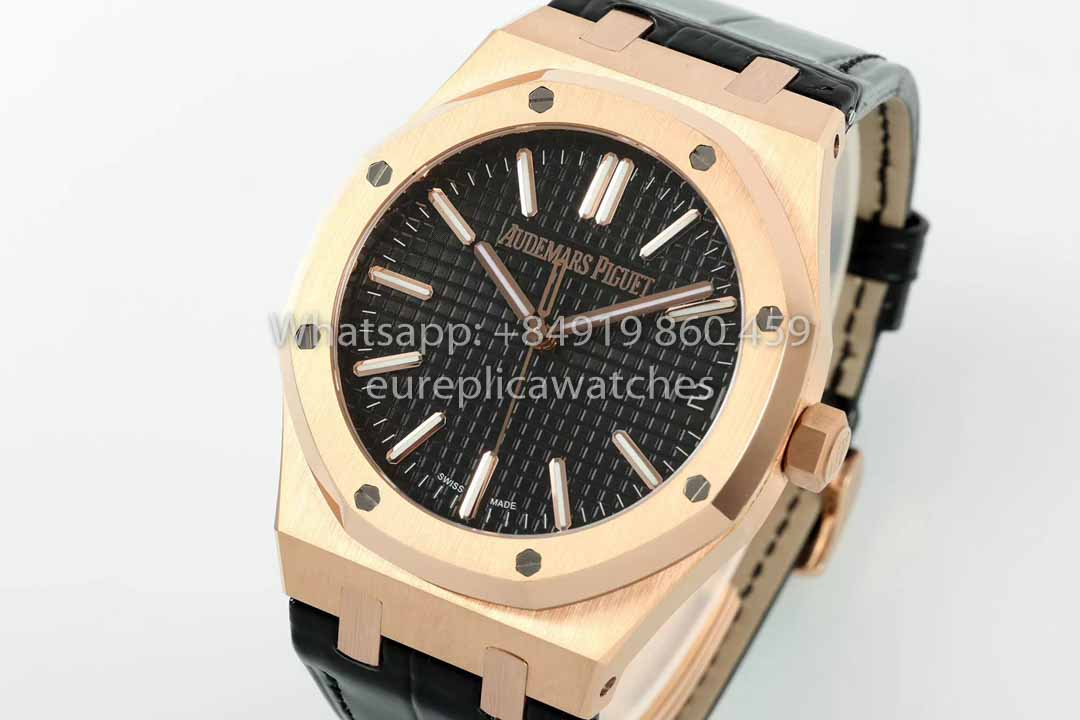 Audemars Piguet Royal Oak 15510ST von IPF Factory 1:1 Bester Klon Schwarzes Zifferblatt Lederarmband