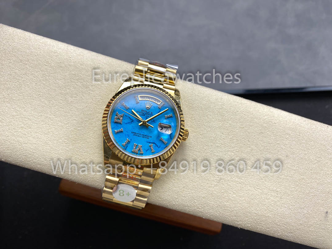 Rolex Day Date 128238-0071 Cadran Turquoise 1:1 Meilleur Clone 8+ Version Contrepoids d'Usine