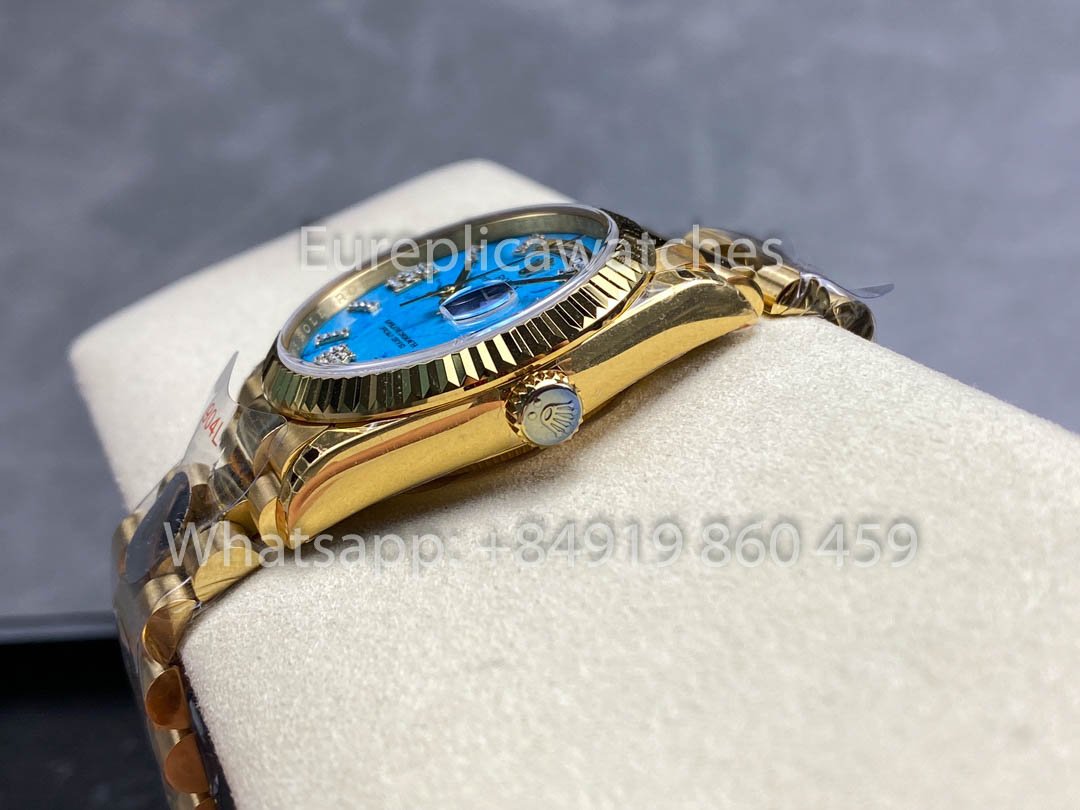 Rolex Day Date 128238-0071 Cadran Turquoise 1:1 Meilleur Clone 8+ Version Contrepoids d'Usine