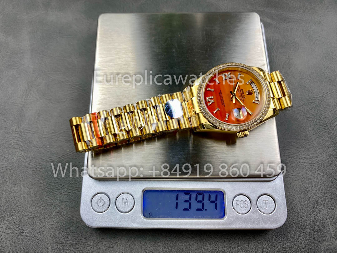 Rolex Day Date 128398TBR-0018 Or jaune 1:1 Meilleur clone 8+ Version contrepoids d'usine