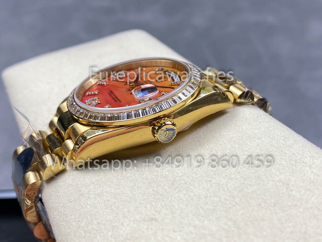 Rolex Day Date 128398TBR-0018 Or jaune 1:1 Meilleur clone 8+ Version contrepoids d'usine