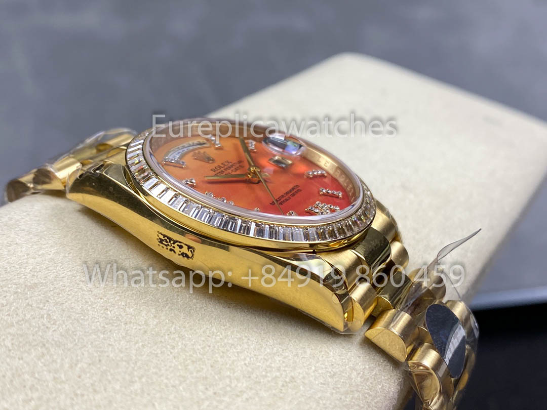 Rolex Day Date 128398TBR-0018 Or jaune 1:1 Meilleur clone 8+ Version contrepoids d'usine
